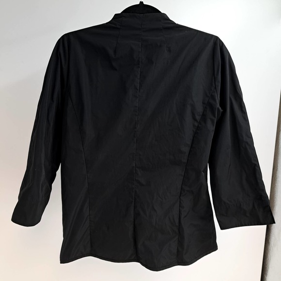 Lafayette 148 New York Blouse 8 Pleated Button Front 3/4 Sleeve Casual Black - Picture 6 of 9